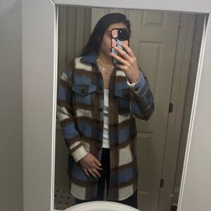 Plaid Blue and Brown Women's Jacket